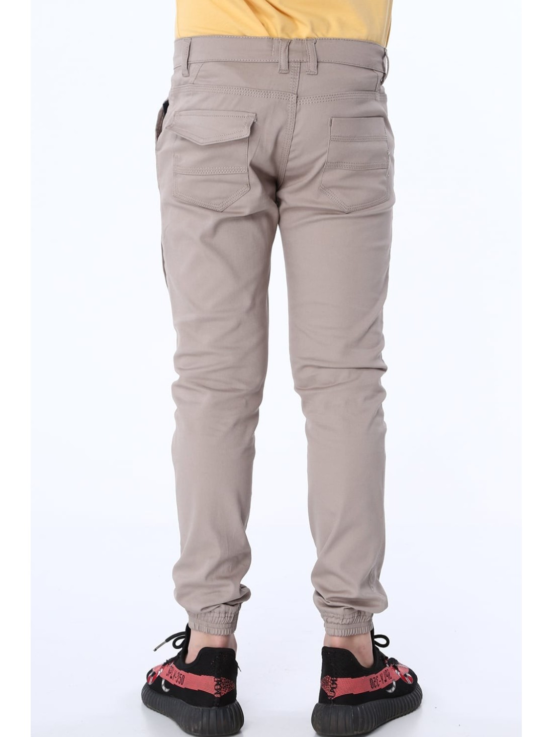 Beige boys\' trousers with elastic bands NDZ105 - Online store - Boutique